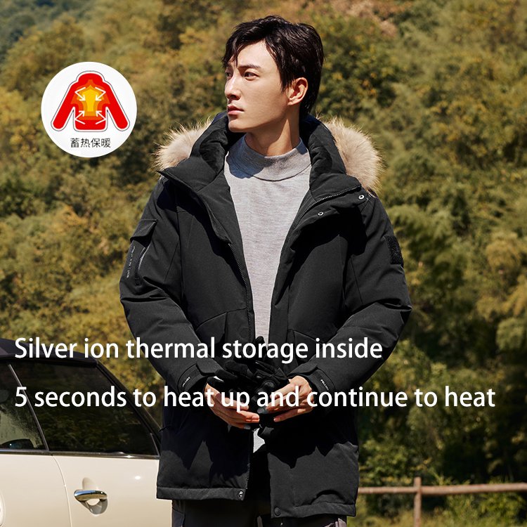 custom most popular winter warm outdoor sports 650 filling high quality down man black with fur hood men's parka jacket