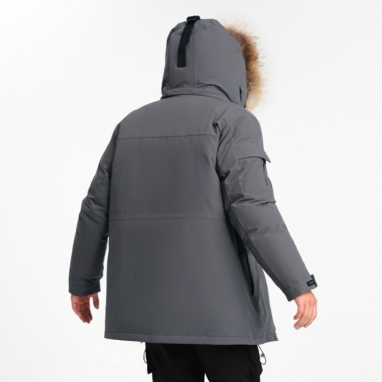 custom most popular winter warm outdoor sports 650 filling high quality down man black with fur hood men's parka jacket