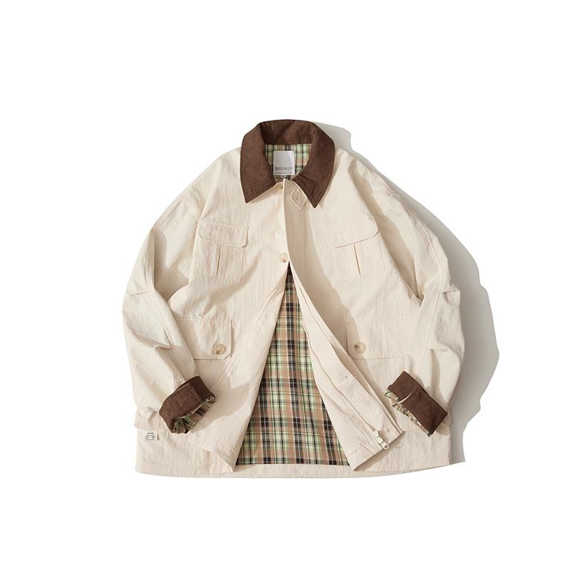 Fengway Custom Heavy Canvas Gusseted Pockets Man's Plain Lined Coaches Jacket Mens Designer Work Jacket For Sale