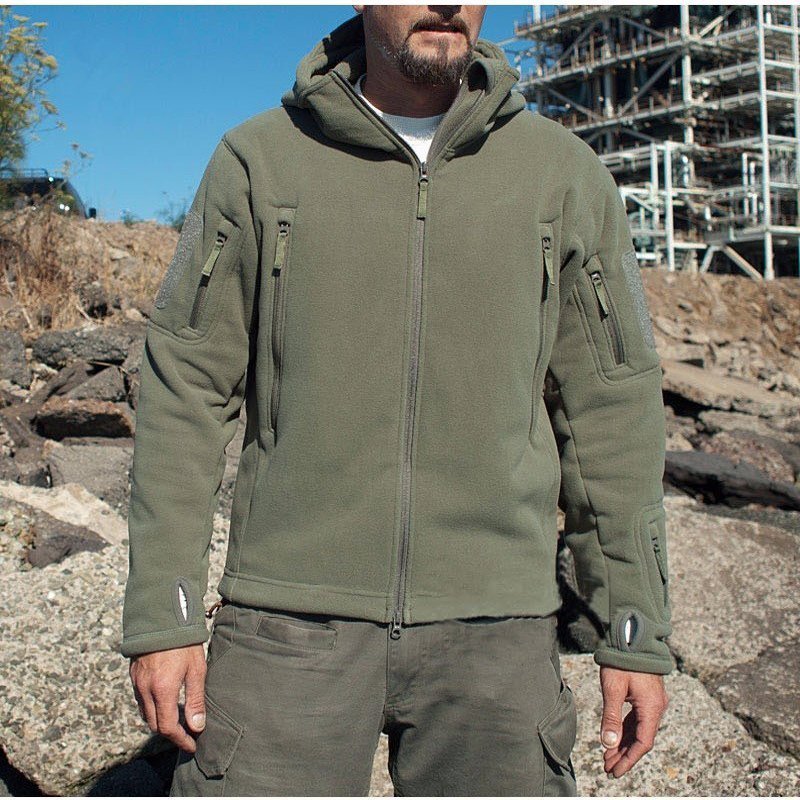 Plus Size Winter Fleece Jacket For Men Outdoors Sports Hooded Hiking Out Men's Casual Jackets