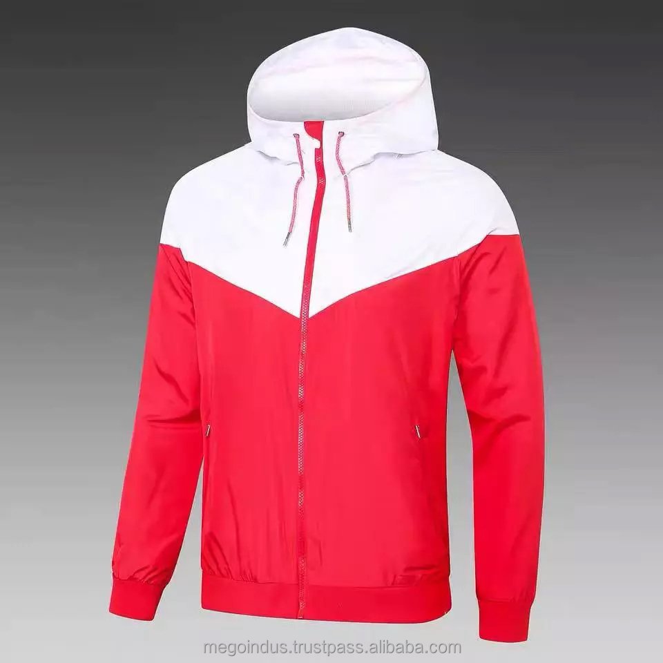 OEM Customized Sportswear Running Sports Football Windproof Waterproof Jackets Full up Zip Hoodies Training Windbreaker Jacket