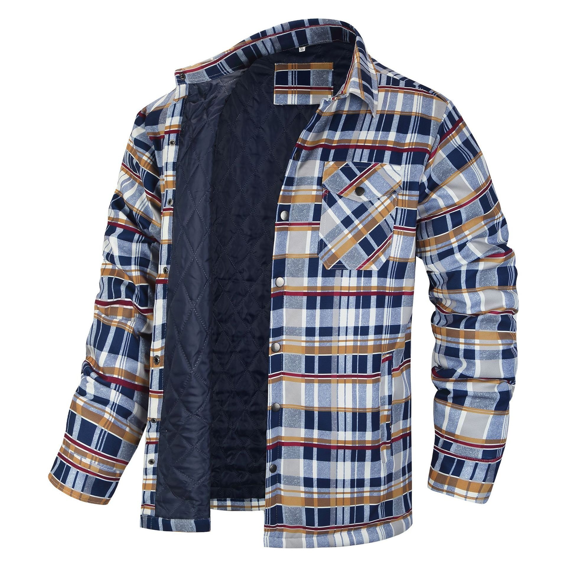High Quality Customized Winter Button Flannel Coats Casual Plaid Thermal Fleece Lining Shirt Jackets Street Style