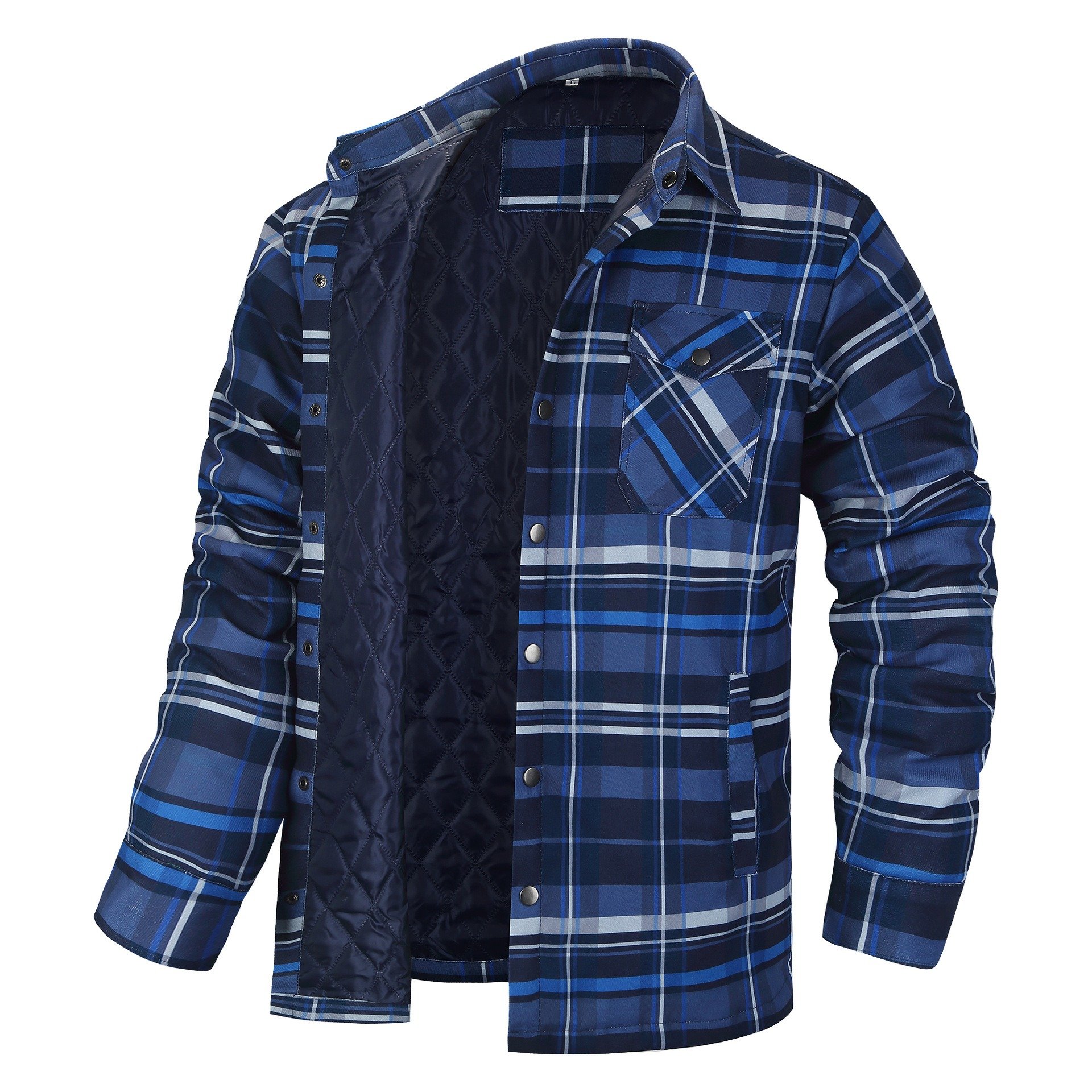 High Quality Customized Winter Button Flannel Coats Casual Plaid Thermal Fleece Lining Shirt Jackets Street Style