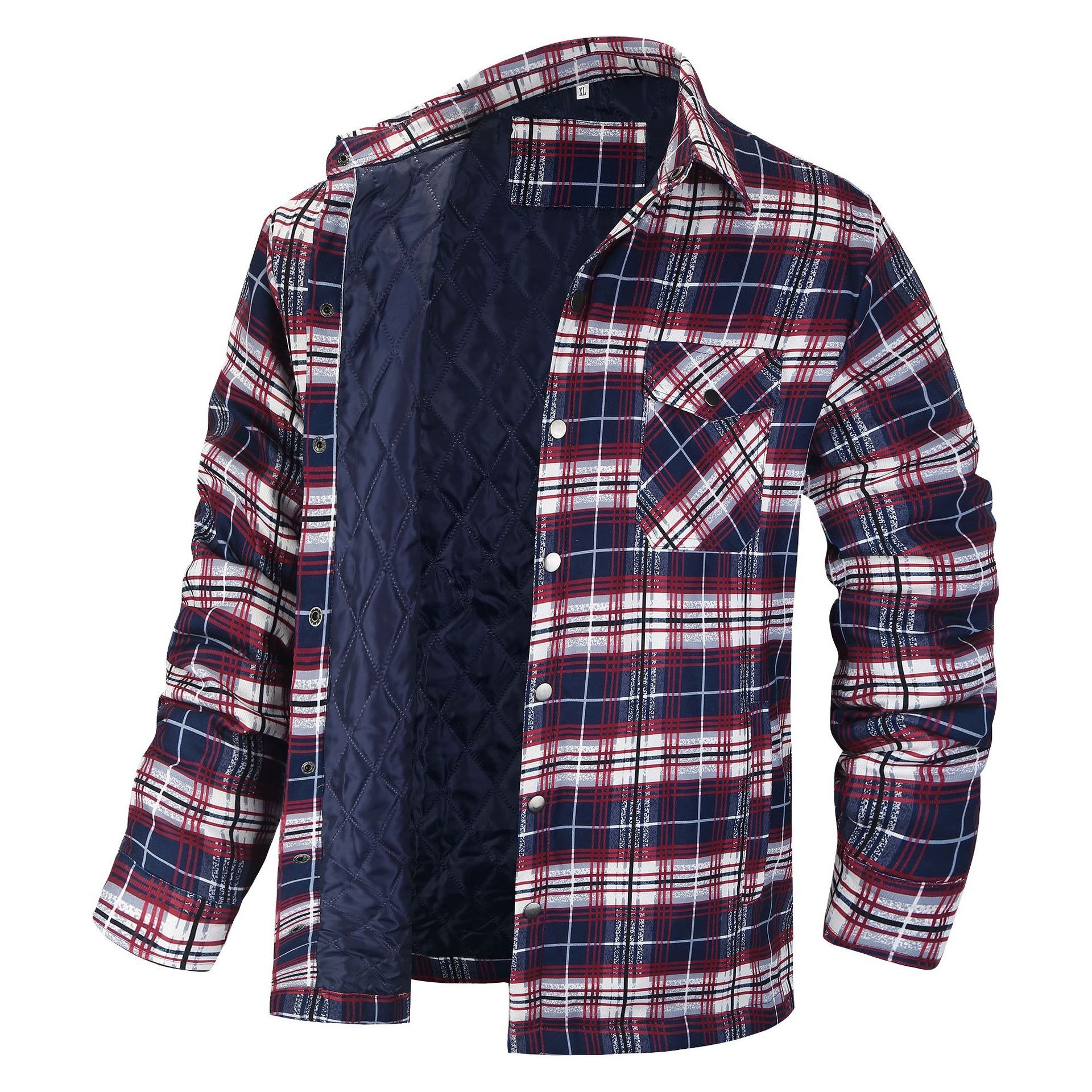 High Quality Customized Winter Button Flannel Coats Casual Plaid Thermal Fleece Lining Shirt Jackets Street Style