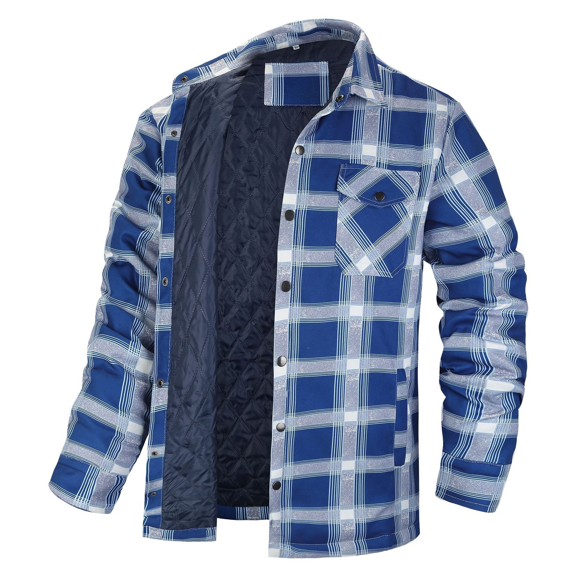 High Quality Customized Winter Button Flannel Coats Casual Plaid Thermal Fleece Lining Shirt Jackets Street Style