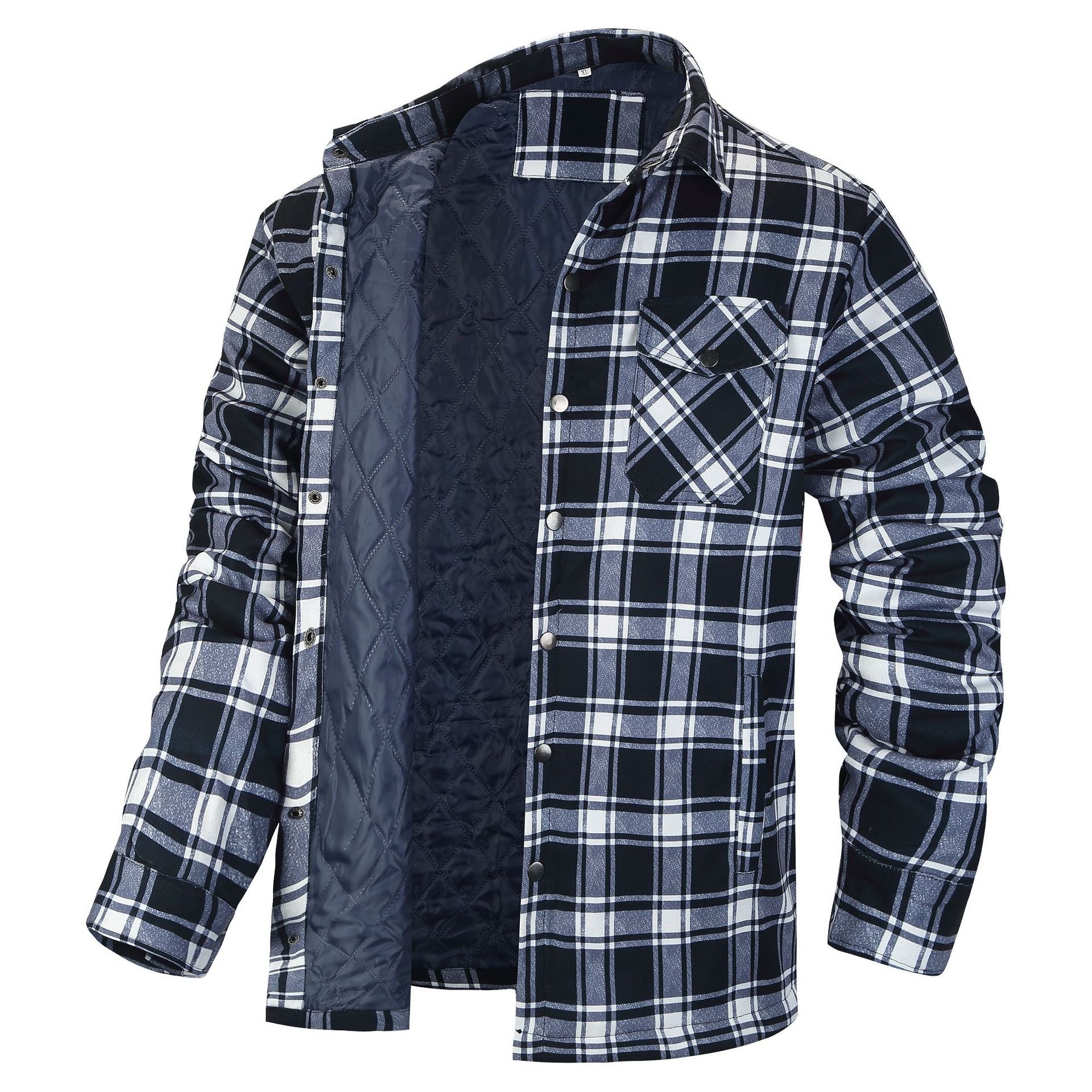 High Quality Customized Winter Button Flannel Coats Casual Plaid Thermal Fleece Lining Shirt Jackets Street Style