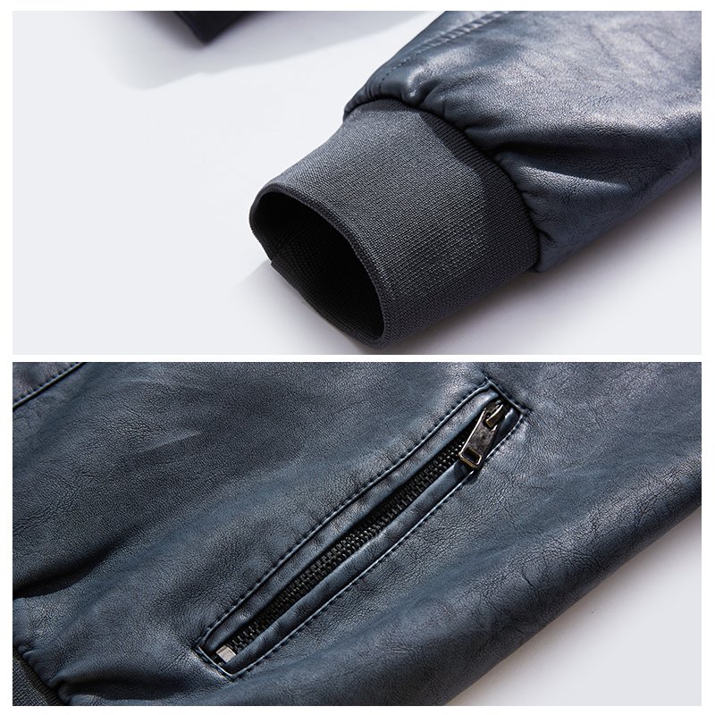 CARANFIER Men Jacket New Hoodie Biker Outdoor Windproof Parka Jackets Free LOGO OEM Men's PU Leather Jacket