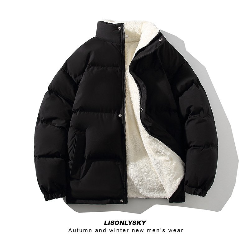 LAYENNE Down Coat Thicken Outdoor Fleece Winter Bubble Puffer Jacket New High Quality Winter Men's Plus Size Canvas Fabric Stand