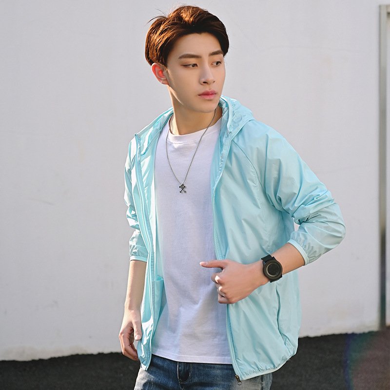 Custom Printed Logo Streetwear Light Weight Nylon Waterproof Drawstring Oversized Men's Hooded Windbreaker Zip Up Jackets men's jackets
