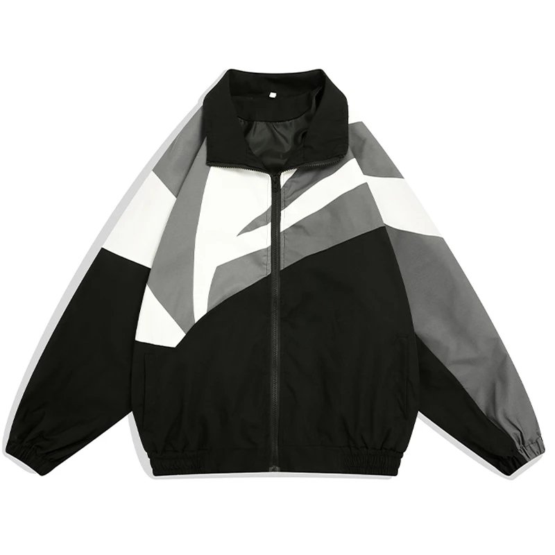 Hip Hop Streetwear Patchwork Windbreaker Coats Zipper Casual Loose Plus Size Men's Jackets College Varsity Jacket For Men