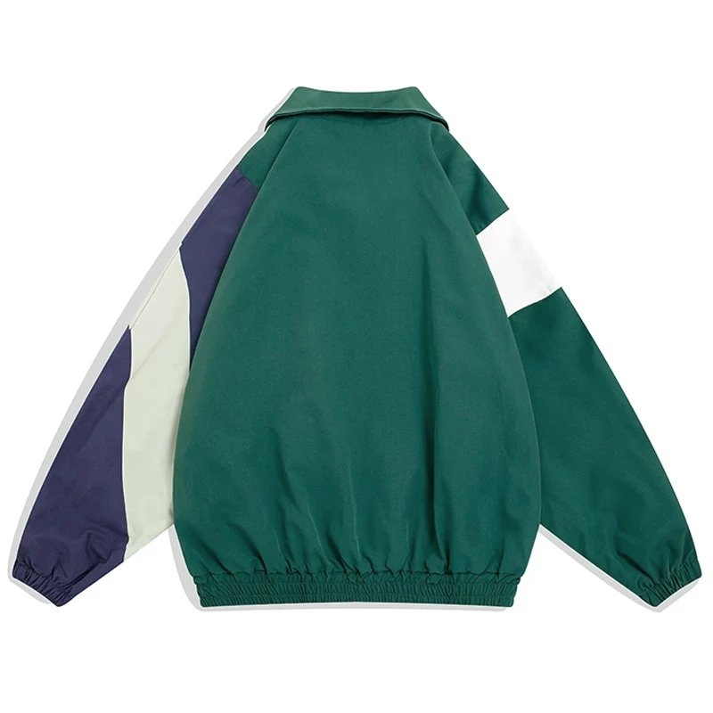 Hip Hop Streetwear Patchwork Windbreaker Coats Zipper Casual Loose Plus Size Men's Jackets College Varsity Jacket For Men