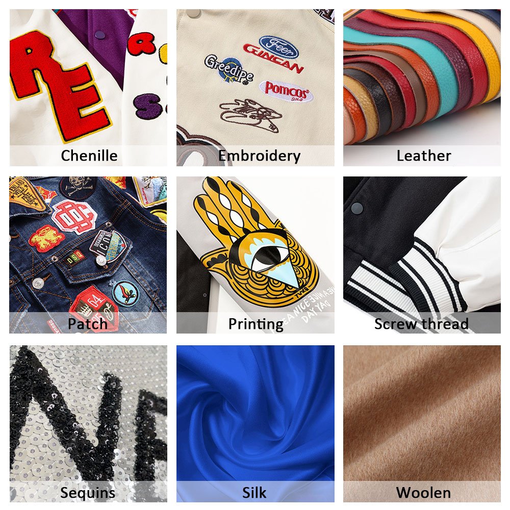 Custom Embroidery Logo Letterman Varsity jacket for men wholesale outdoor zip up plus size men's Genuine Leather jackets