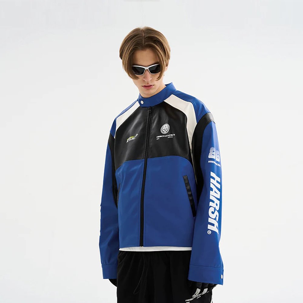 OEM Customized LOGO Embroidery Jacket Men Plus Size Letterman Leather Jacket Streetwear Coat Bomber Men's Motorcycle Jackets