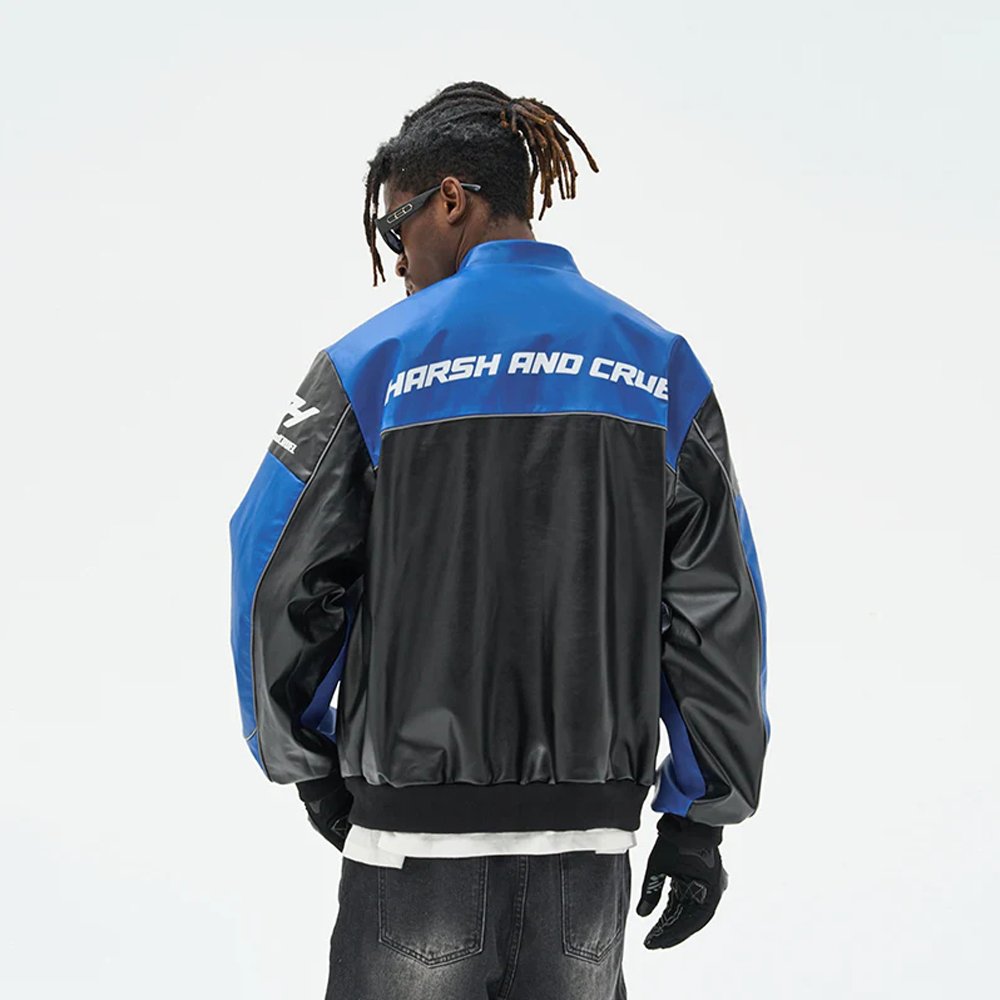 OEM Customized LOGO Embroidery Jacket Men Plus Size Letterman Leather Jacket Streetwear Coat Bomber Men's Motorcycle Jackets
