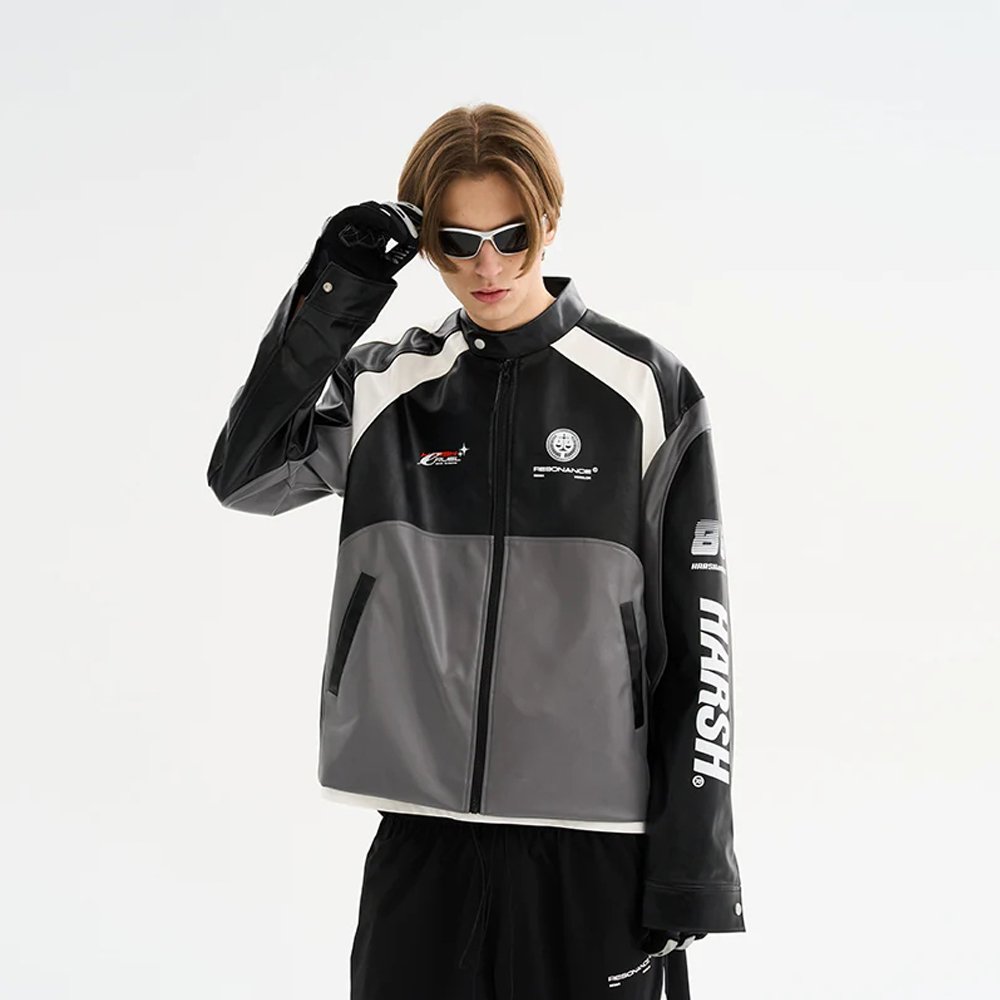 OEM Customized LOGO Embroidery Jacket Men Plus Size Letterman Leather Jacket Streetwear Coat Bomber Men's Motorcycle Jackets