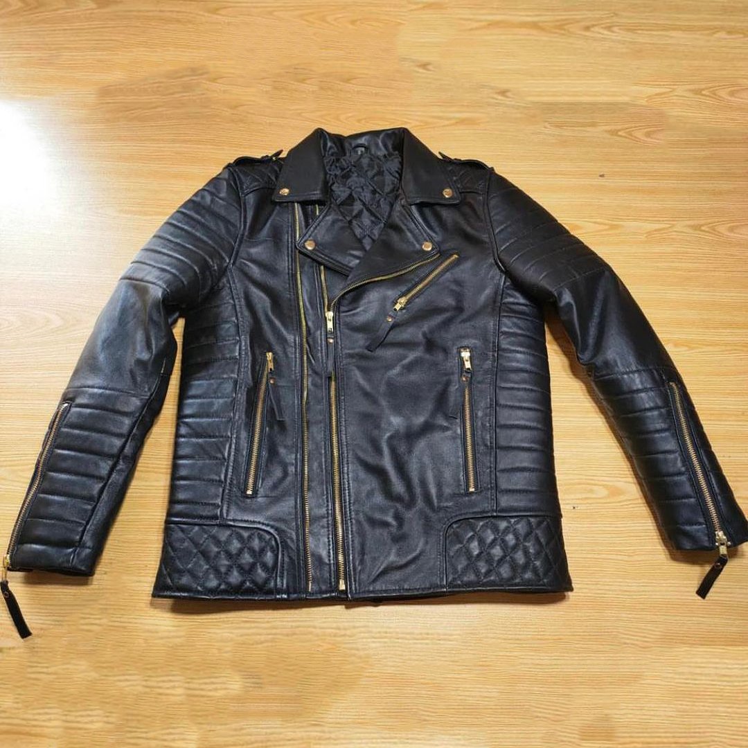 2023 Best quality men's Custom Black Leather Jacket New Fashion men Casual leather Biker Jacket Men Casual Stand Collar Zip Up