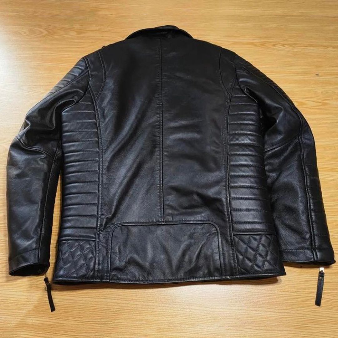 2023 Best quality men's Custom Black Leather Jacket New Fashion men Casual leather Biker Jacket Men Casual Stand Collar Zip Up