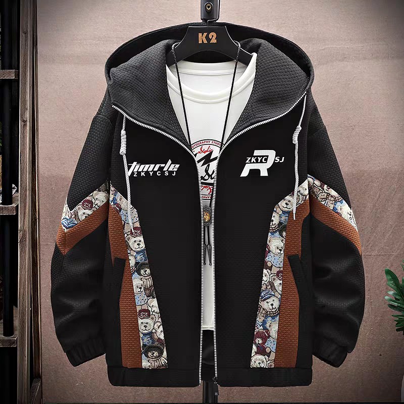 2024 hot selling men's jacket autumn and winter new fashion hip-hop casual hooded sports trend jacket