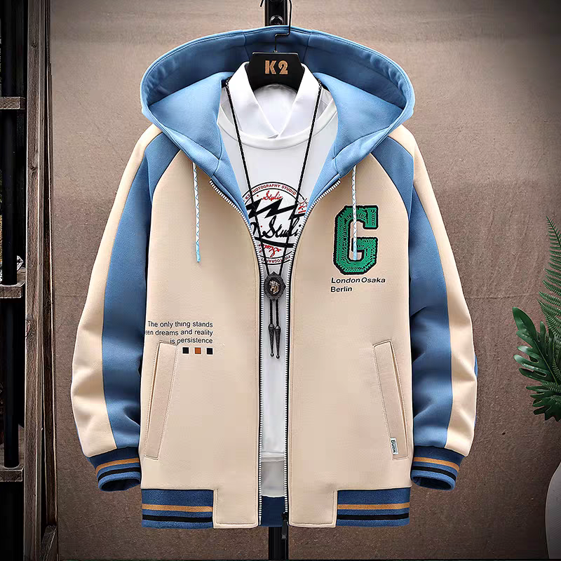 2024 hot selling men's jacket autumn and winter new fashion hip-hop casual hooded sports trend jacket