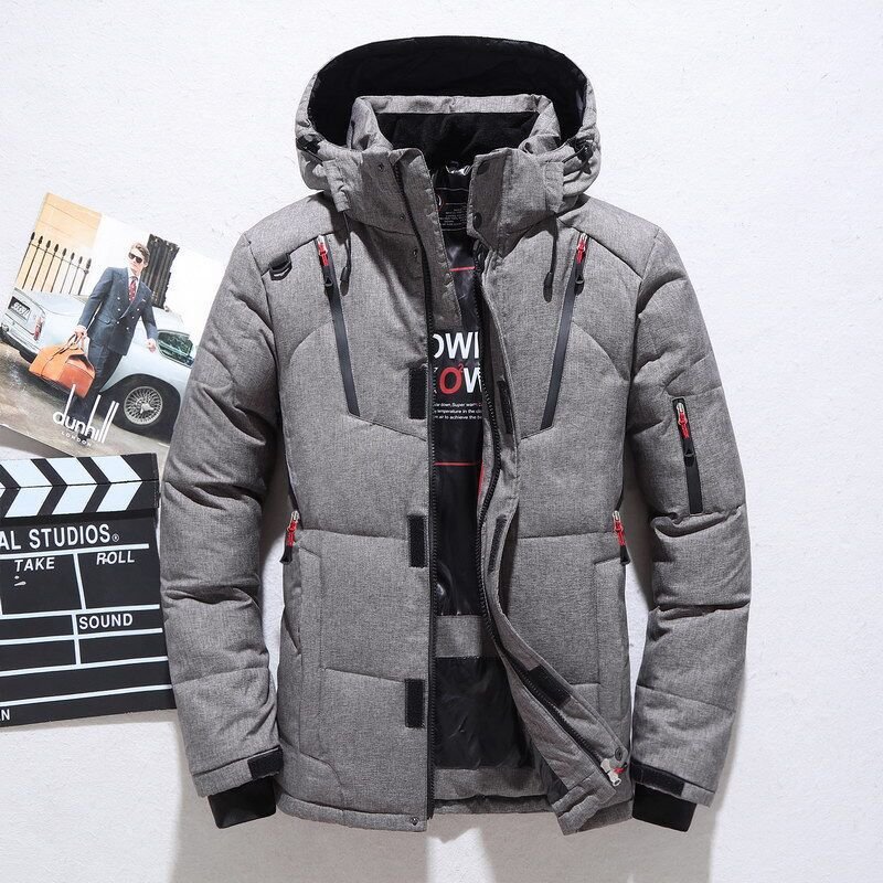 Custom Men's Winter Jacket High Quality Hooded Thickened Windproof for Outdoor Travel Zipper Closure Style Sporty men's coats