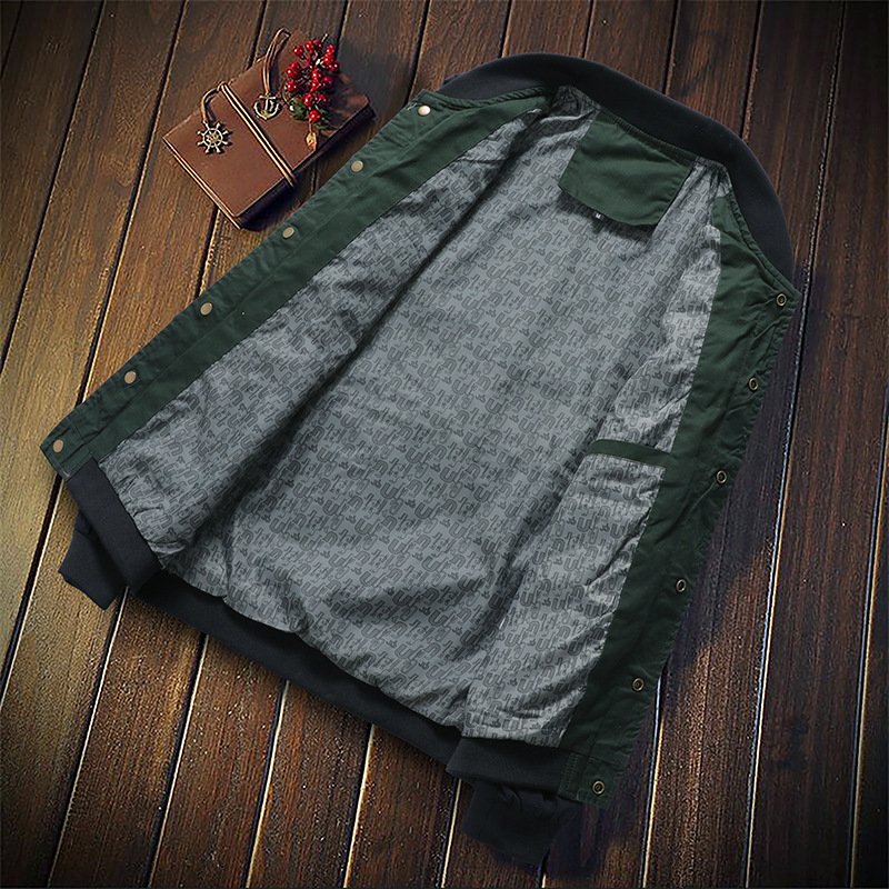 Loose Fitting Sports Cotton Jacket Men'S Standing Collar Cardigan Outdoor Cotton Casual Jacket Warm Cotton Jacket