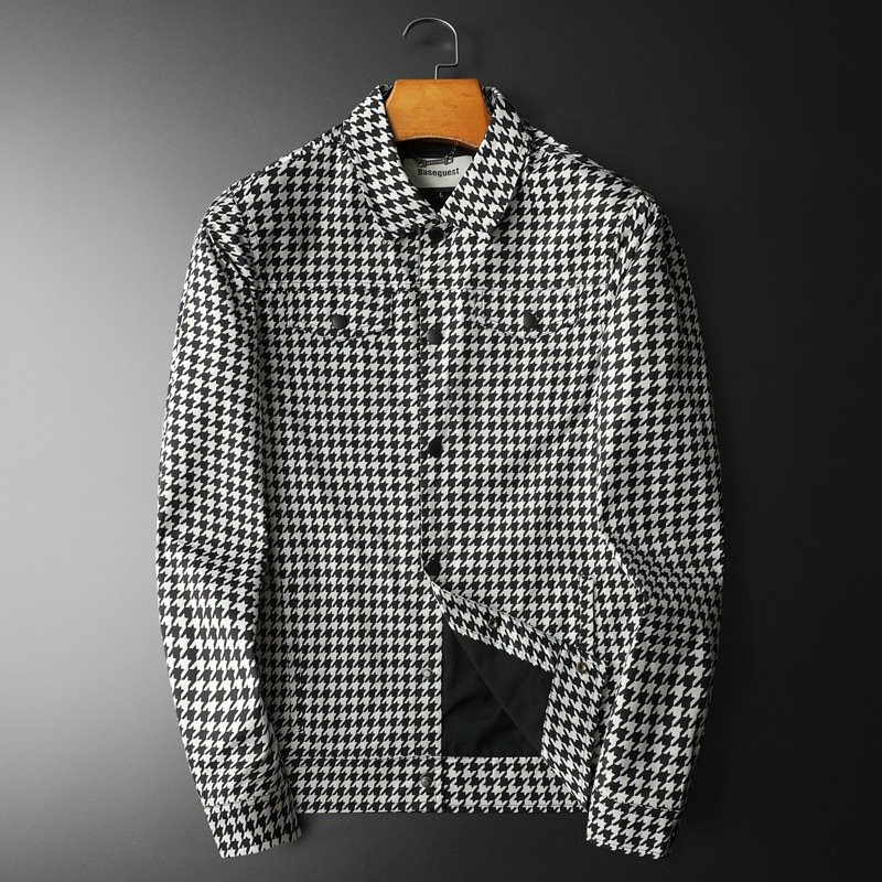 Jacket men's spring style personalized fashion casual business trend lapel jacket 2024 new slim fit personalized print