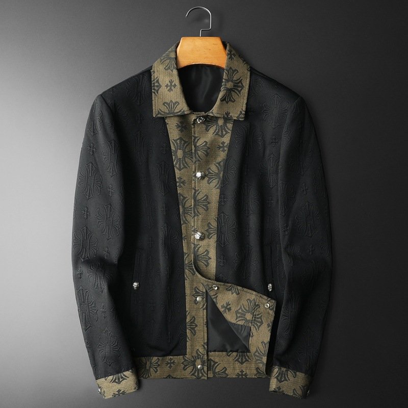 Jacket men's spring style personalized fashion casual business trend lapel jacket 2024 new slim fit personalized print