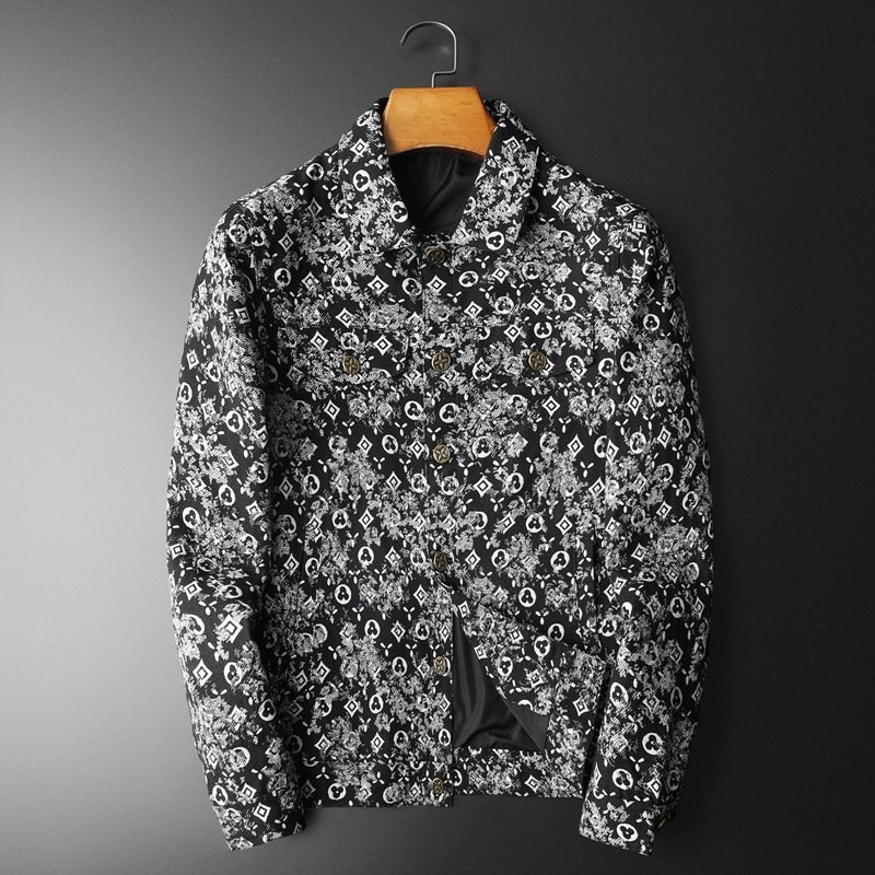 Jacket men's spring style personalized fashion casual business trend lapel jacket 2024 new slim fit personalized print