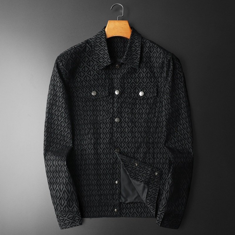 Jacket men's spring style personalized fashion casual business trend lapel jacket 2024 new slim fit personalized print