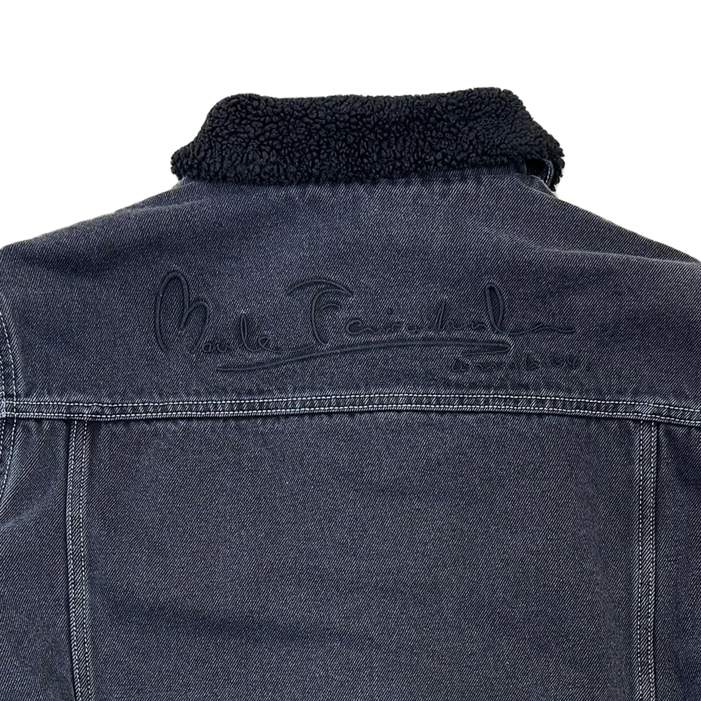 High Quality Custom Black Denim Fleece Men's Jacket Winter Embroidered Motorcycle Jacket Turn-Down Collar Letter Pattern ODM