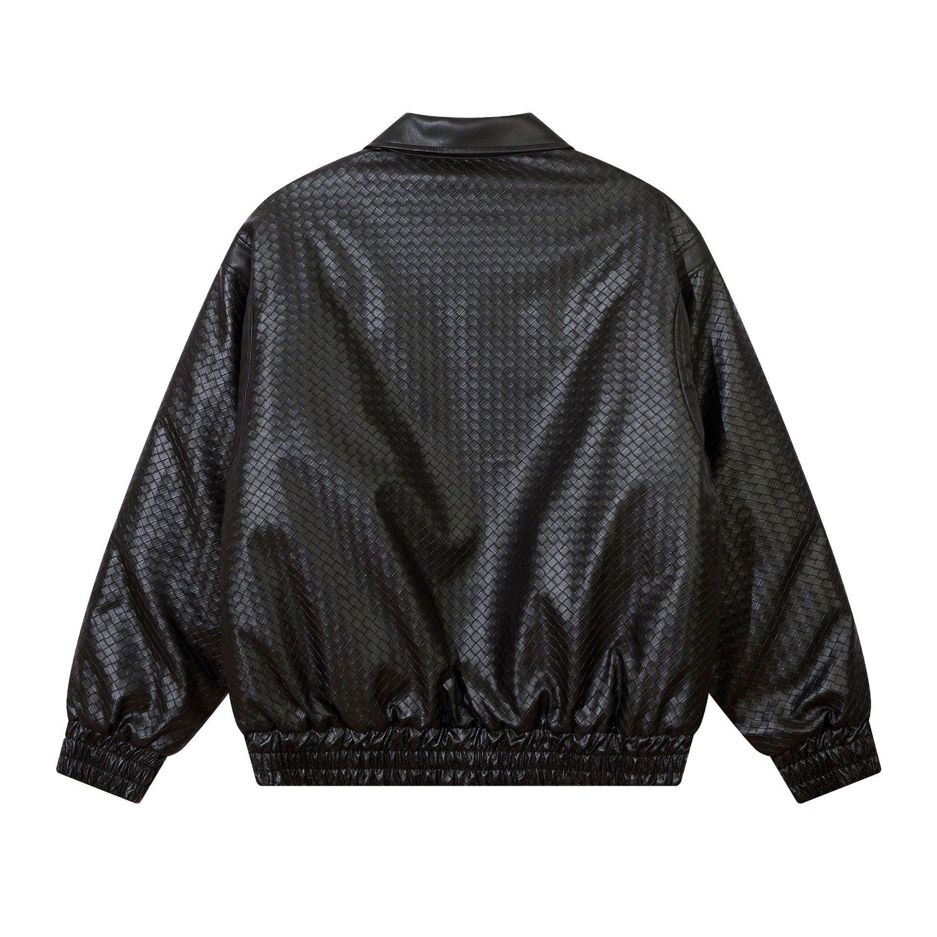Wholesale Winter Warm Cotton Lining Thick Jacket Man Plaid Zipper Oversized PU Leather Jacket For Men