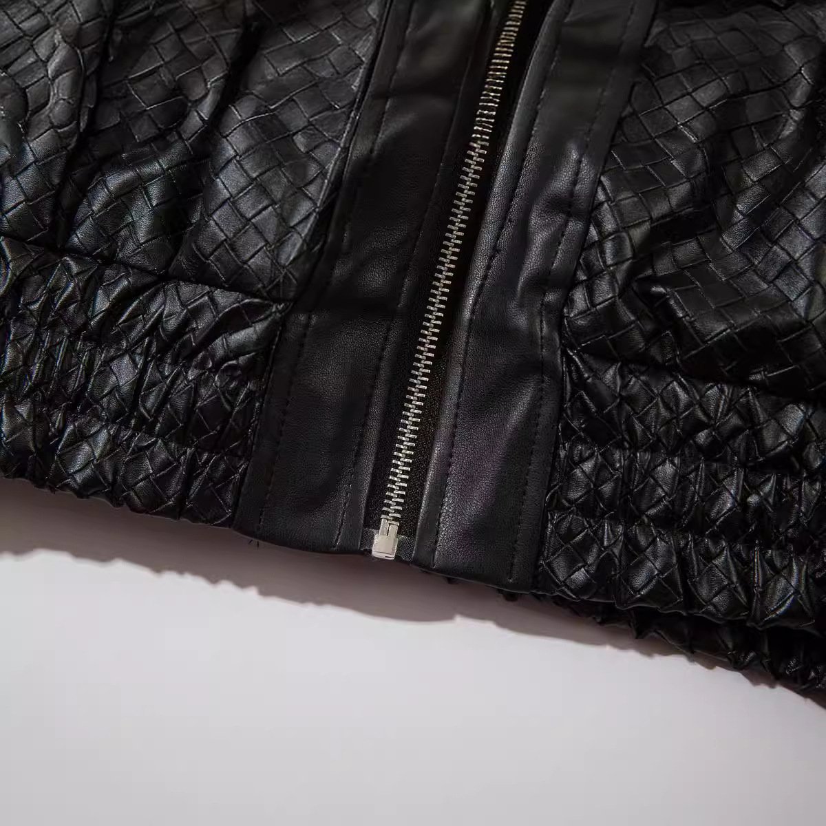 Wholesale Winter Warm Cotton Lining Thick Jacket Man Plaid Zipper Oversized PU Leather Jacket For Men