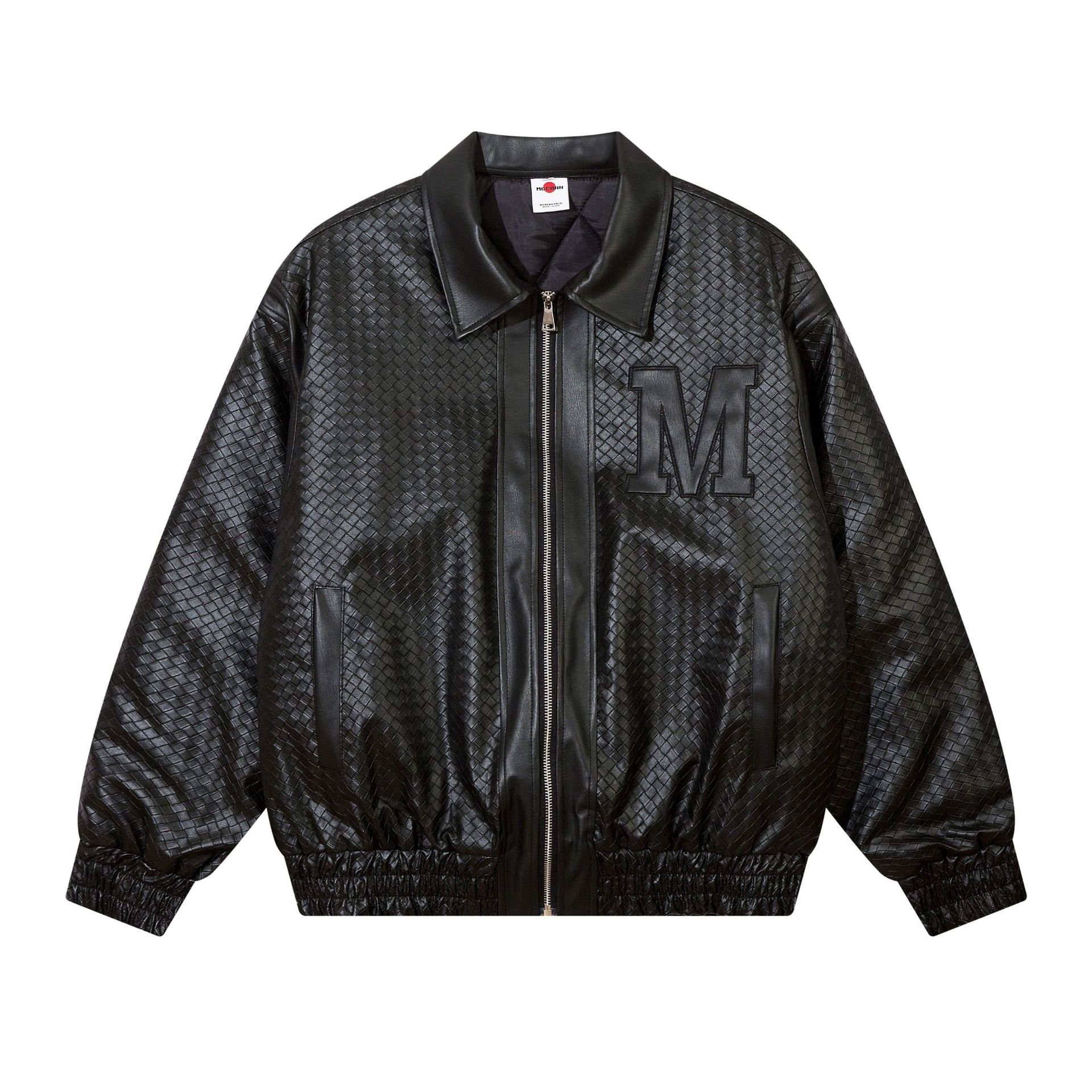 Wholesale Winter Warm Cotton Lining Thick Jacket Man Plaid Zipper Oversized PU Leather Jacket For Men