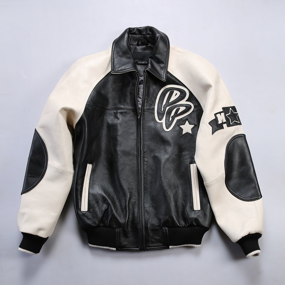 Custom European Us Plus Size French Lamb Skin 100% Authentic Genuine Leather Varsity Jacket Men's Club Casual Fashion Coat