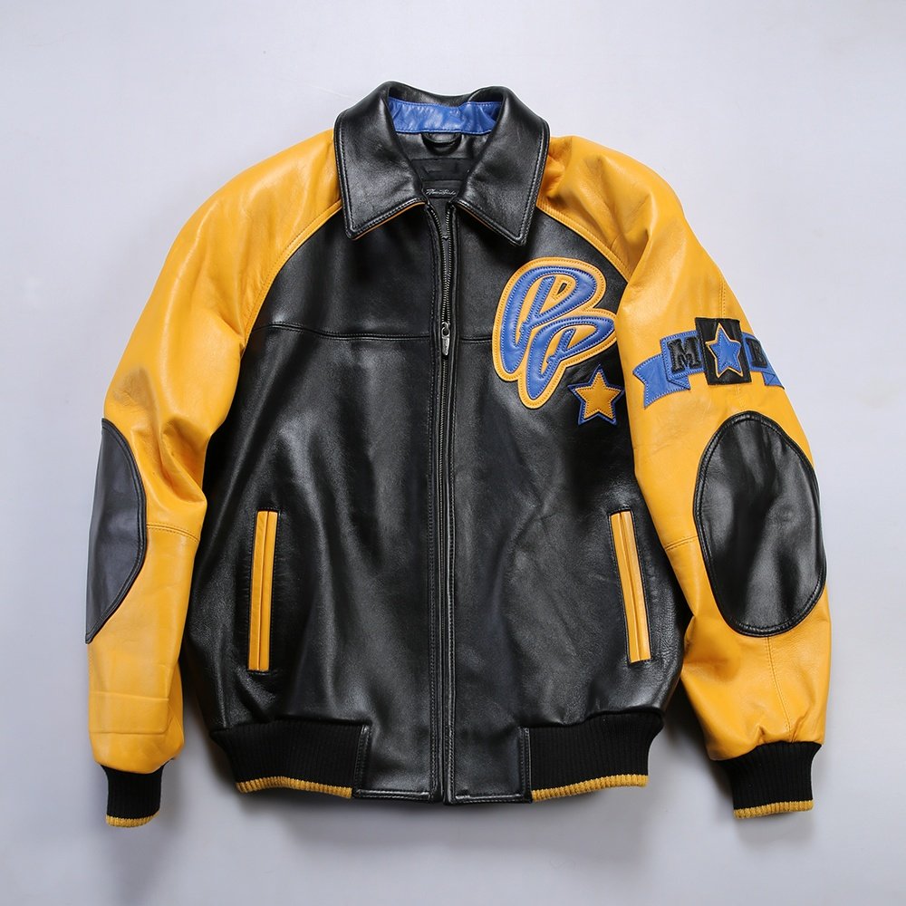 Custom European Us Plus Size French Lamb Skin 100% Authentic Genuine Leather Varsity Jacket Men's Club Casual Fashion Coat
