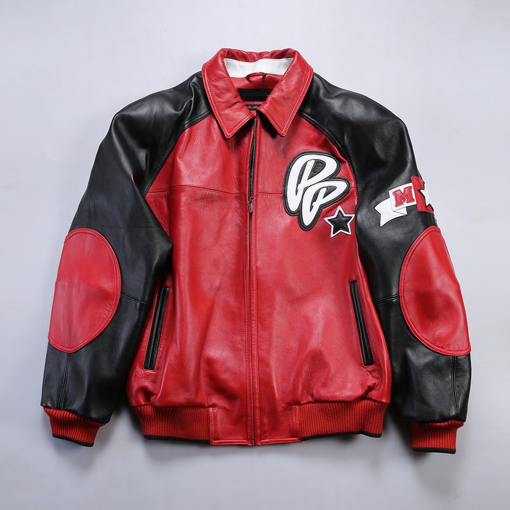 Custom European Us Plus Size French Lamb Skin 100% Authentic Genuine Leather Varsity Jacket Men's Club Casual Fashion Coat