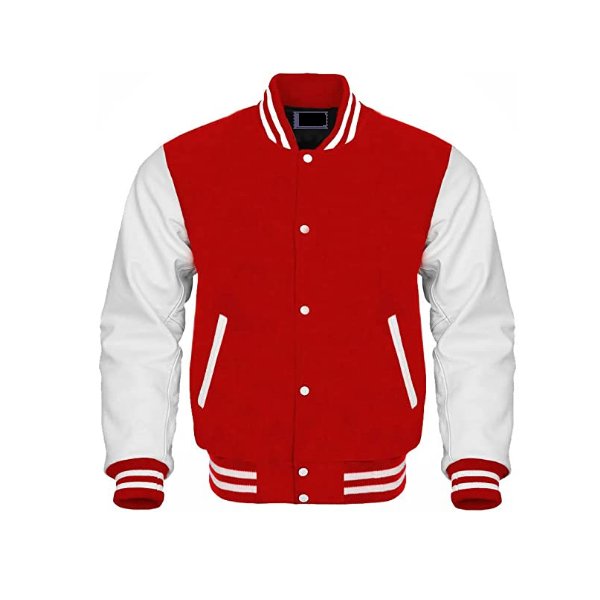 high Quality letterman varsity Genuine Leather Sleeve and Wool jacket Breathable Standard Plus Size Men's Jackets