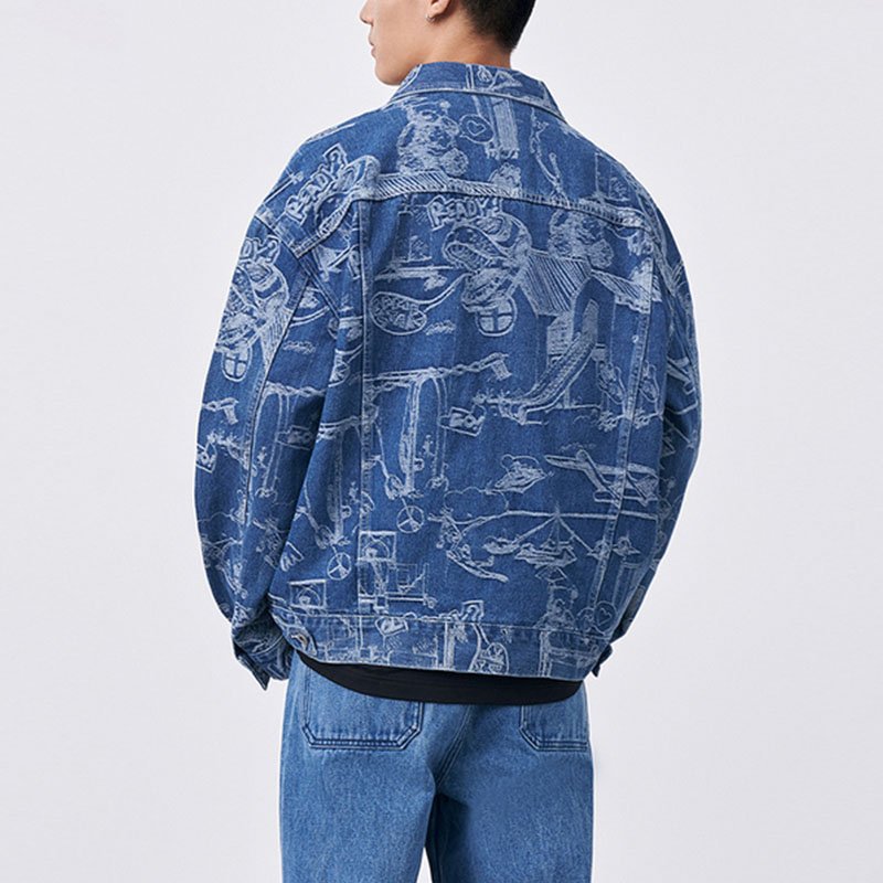 Custom Logo designer denim jean jacket for men clothes all over print jeans and jacket men's jackets