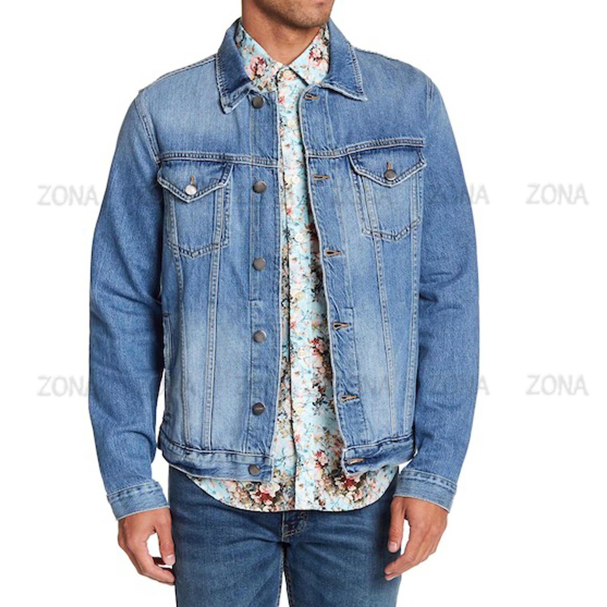 Men's High Quality Cotton Jeans Jacket Custom Logo Design Winter Denim Coat with Stone Wash Effect Varsity Denim Jacket Classic