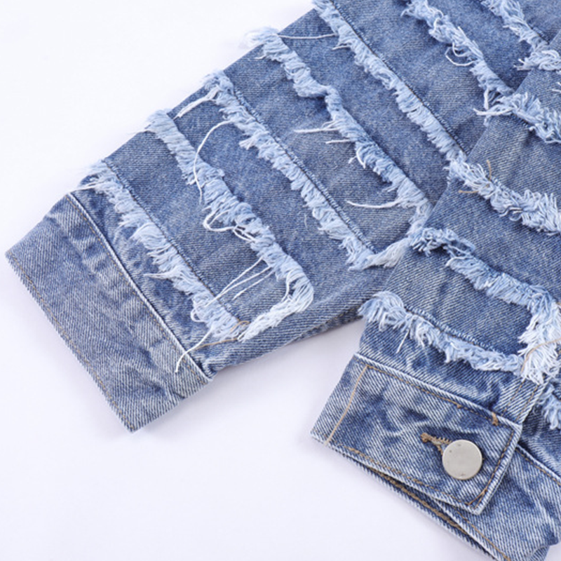 Custom High Quality Streetwear Men Blank Long Sleeve Wash Denim Coat Vintage Distressed Ripped Jackets For Men