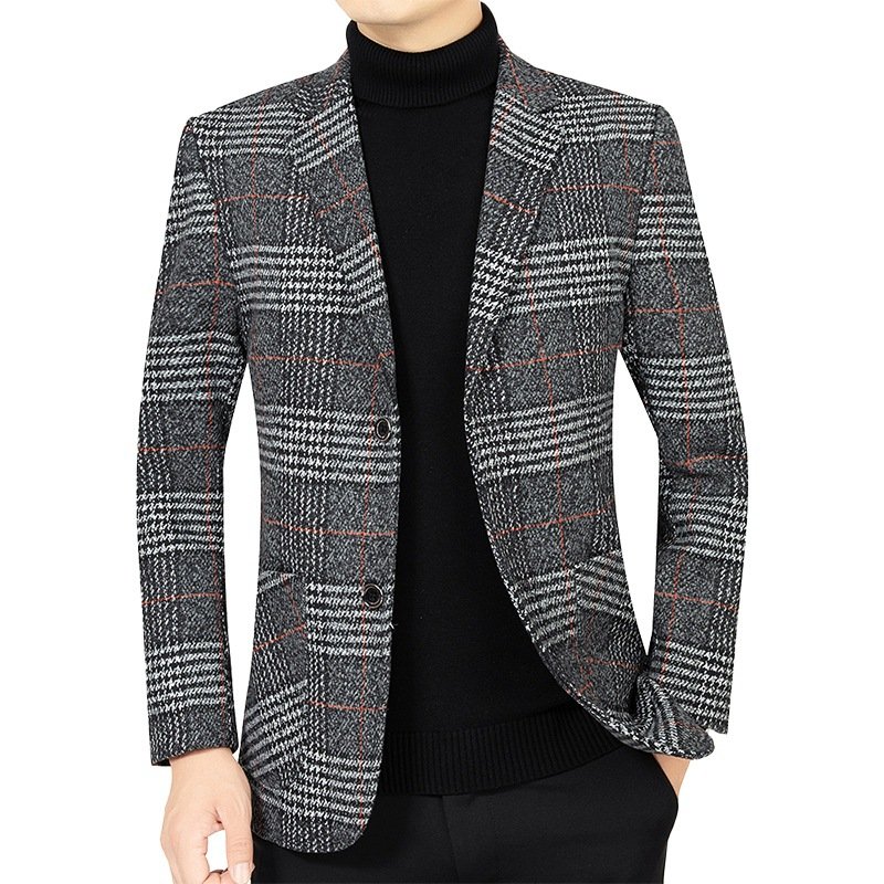 Autumn New Wholesale Casual Single Breasted Shirt Men's Plaid Suit Coat