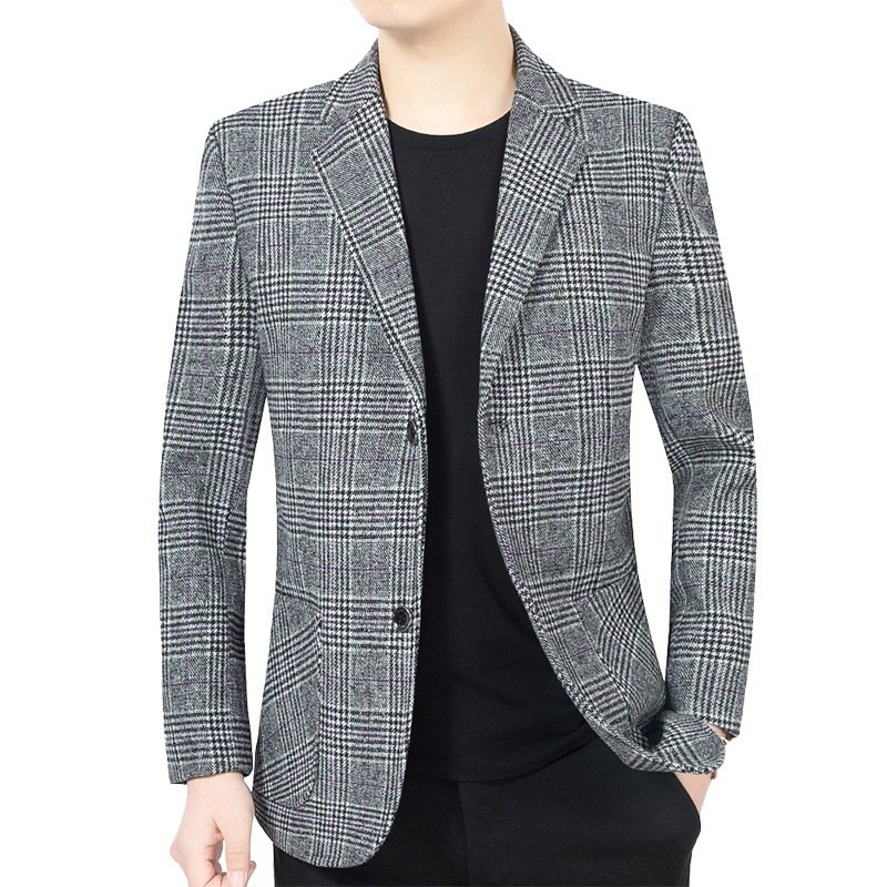 Autumn New Wholesale Casual Single Breasted Shirt Men's Plaid Suit Coat