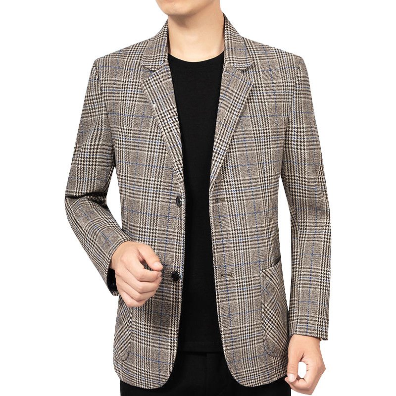 Autumn New Wholesale Casual Single Breasted Shirt Men's Plaid Suit Coat