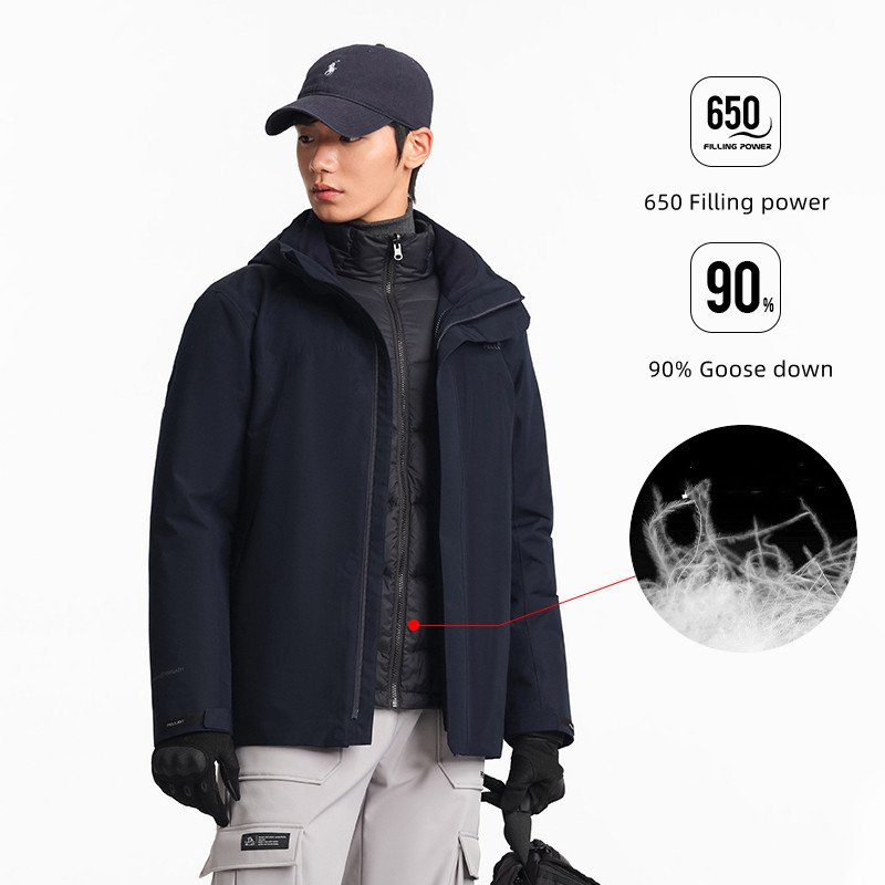 Pelliot Goose Down Liner Waterproof Jacket 2024 A/W Men New Arrivals 10000mm Outdoor Windproof Warm Hardshell Jacket
