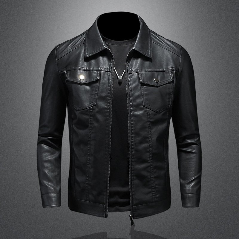 New Autumn Korean Version Fashion Trendy Casual Street Motorcycle Custom Mens Leather Jacket