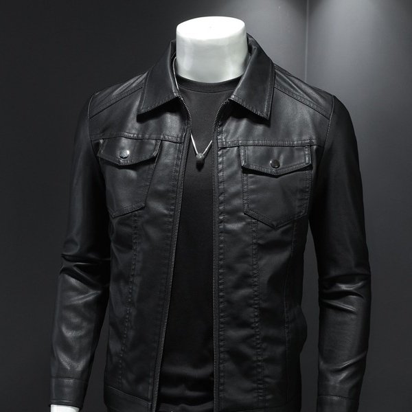 New Autumn Korean Version Fashion Trendy Casual Street Motorcycle Custom Mens Leather Jacket