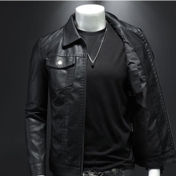 New Autumn Korean Version Fashion Trendy Casual Street Motorcycle Custom Mens Leather Jacket