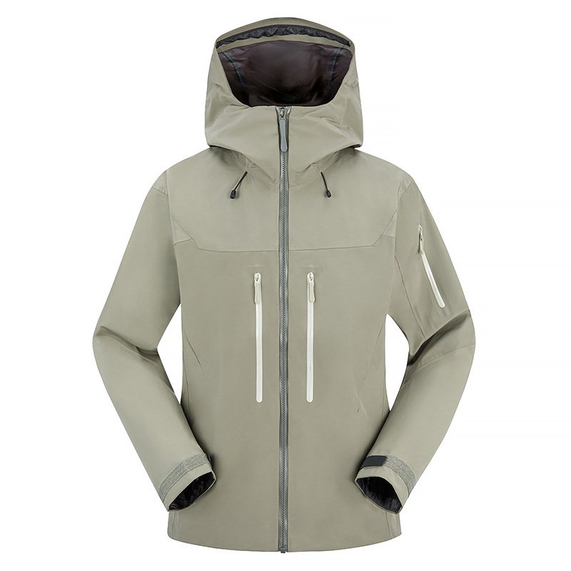 Wholesale Unisex 3L Waterproof All-Weather Hard Shell Jackets High Performance Summer Outdoor Rain Coat with Zipper Closure