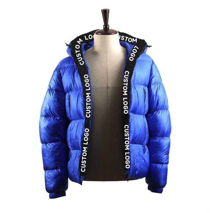 OEM Custom Design Winter Down Coat Hoodie Puffer Men Jacket Streetwear Printing Webbing Thickening Bubble Coats Men's Jacket