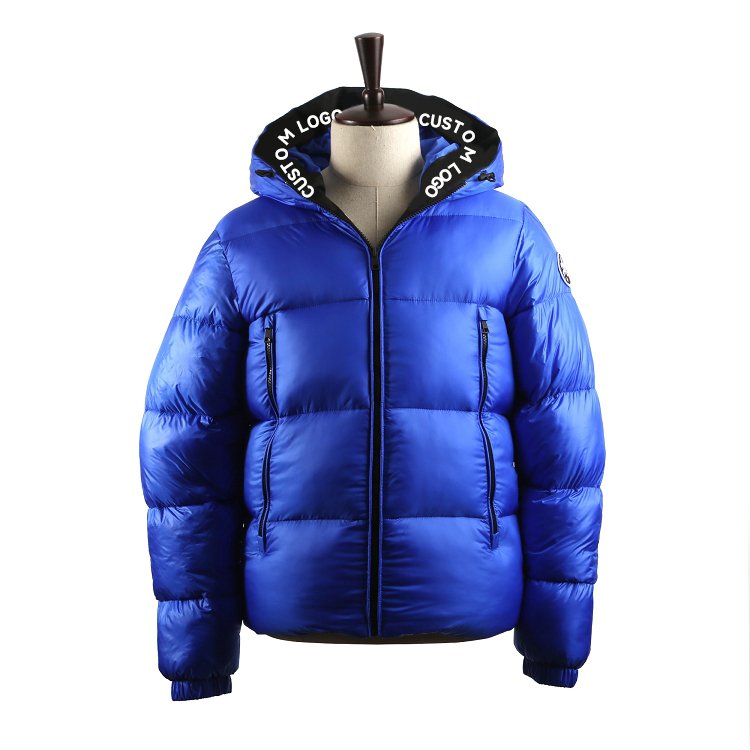 OEM Custom Design Winter Down Coat Hoodie Puffer Men Jacket Streetwear Printing Webbing Thickening Bubble Coats Men's Jacket
